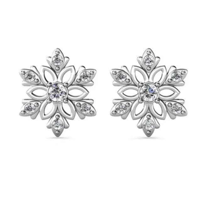 【Cate & Chloe】Sunny 18K白雪花飄飄水晶耳環(施華洛世奇水晶)