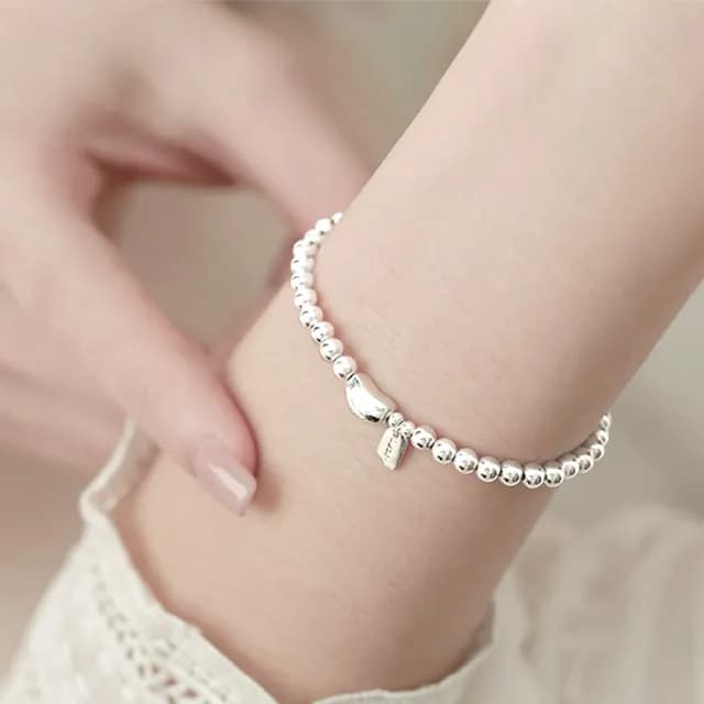 【LEESA】雙11 銀珠手鍊\韓國手鍊\手環\串珠手鍊\氣質手鍊\閨蜜手鍊\手鍊\日系手鍊\純銀手鍊