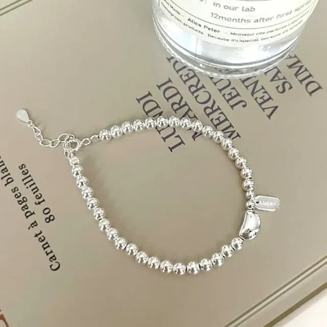 【LEESA】雙11 銀珠手鍊\韓國手鍊\手環\串珠手鍊\氣質手鍊\閨蜜手鍊\手鍊\日系手鍊\純銀手鍊