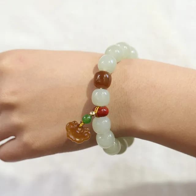 【LEESA】情人節禮物 和田玉手鍊\串珠手環\蘋果珠桶珠\平安手鍊\避邪手鍊\粗手環\玉手鍊\送長輩\送女生\生 
