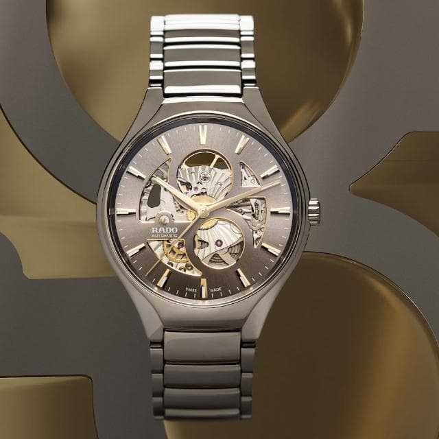 【Rado 雷達表】True Round 真系列開芯鏤空機械腕錶-40mm灰送禮推薦(R27108112)