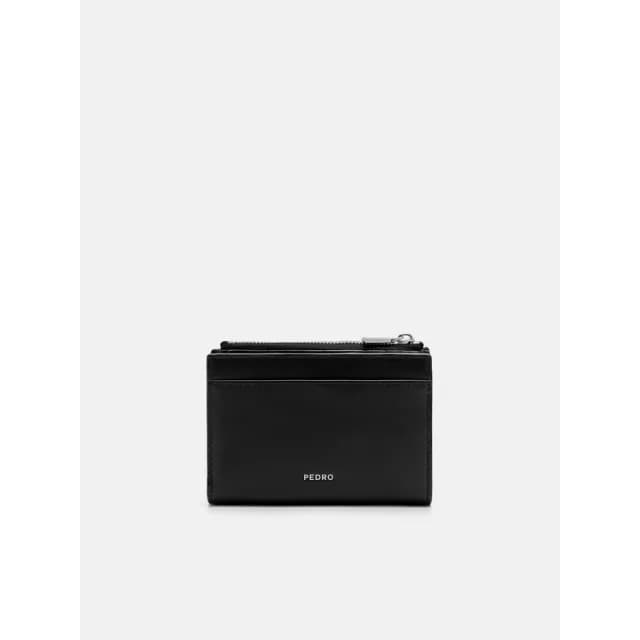 【PEDRO】Icon 真皮摺疊皮夾/卡夾/零錢包-黑色(小CK集團品牌 官方直營 商務必備)