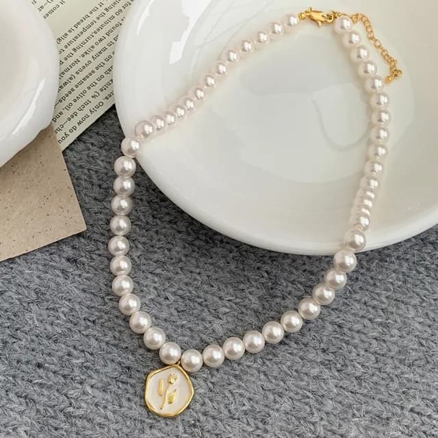【KT DADA】情人節禮物 小香項鍊 韓國日系項鍊 串珠項鍊 女生飾品 女生 閨蜜送禮 珍珠項鍊 短鍊 鎖骨鏈 氣