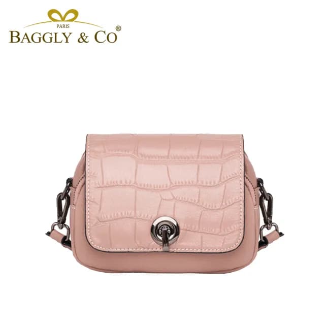 【BAGGLY&CO】情人節禮物 希爾特曼鱷魚紋真皮相機包手機包(真皮包包 珍珠白/粉色/淺藍色/綠色/黑色)