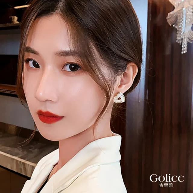 【Golicc】耳環 韓版 氣質 雙三角(七夕 情人節 生日 飾品 耳釘 耳飾 耳墜 禮物)