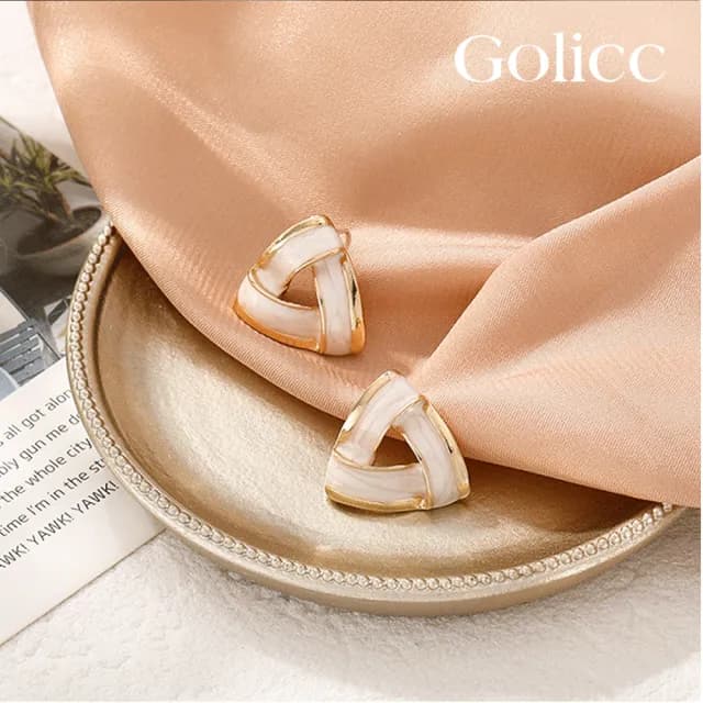 【Golicc】耳環 韓版 氣質 雙三角(七夕 情人節 生日 飾品 耳釘 耳飾 耳墜 禮物)