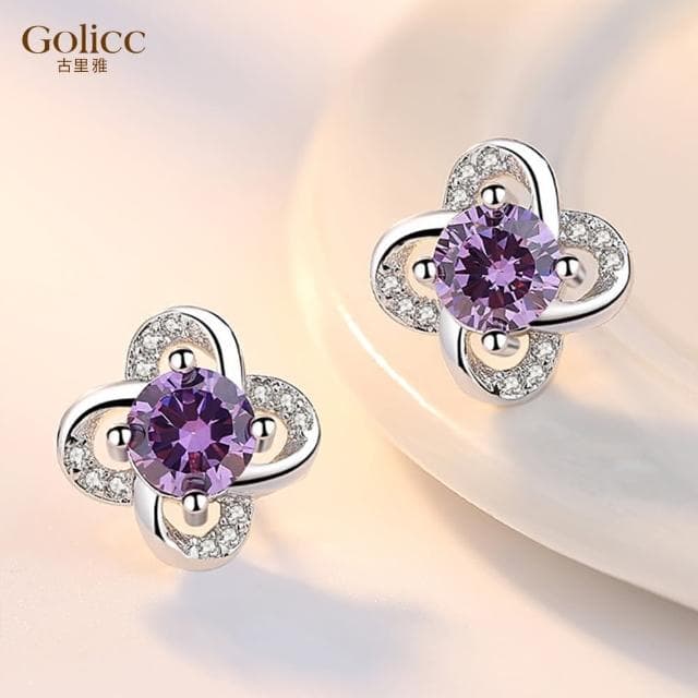 【Golicc】耳環 優雅幸運草 永恆花語(母親節 生日 情人節 飾品 耳釘 耳飾 耳墜 禮物)