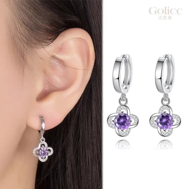 【Golicc】耳環 優雅幸運草 永恆花語(七夕 情人節 生日 飾品 耳釘 耳飾 耳墜 禮物)