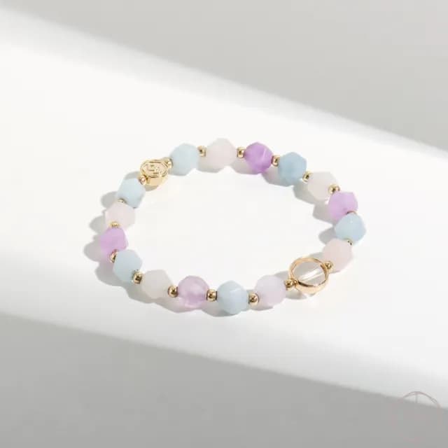 【SPANCONNY 飾品控】童趣 l 海藍寶 薰衣草紫水晶 粉水晶 白水晶 l 兒童水晶手鍊(自信+智慧)