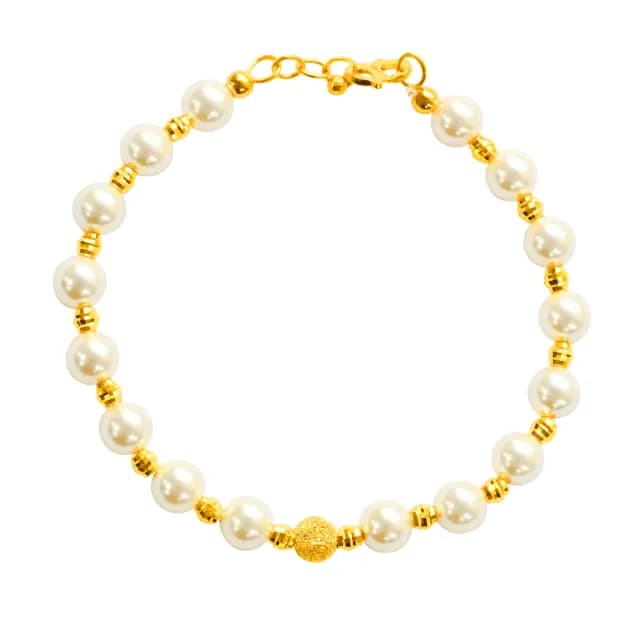 【元大珠寶】雙11黃金手鍊純金9999閃耀珍心 水晶珍珠(0.93錢正負5厘)