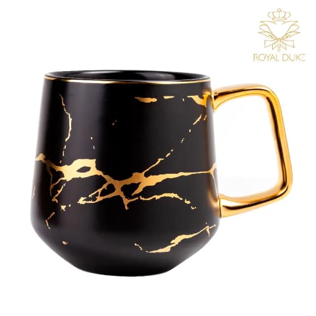 【Royal Duke】霧光大理石紋陶瓷馬克杯410ML兩入組★交換禮物(聖誕節 文青 現代 咖啡杯 馬克杯 水杯 茶杯)