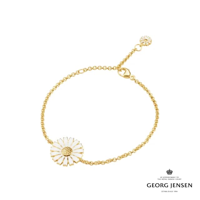 【Georg Jensen 官方旗艦店】DAISY 手鏈 - 線上獨家款(18K黃金電鍍純銀 白瓷琺瑯 手鏈)