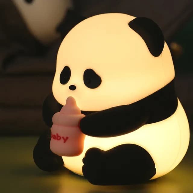 【福寶】可愛熊貓紓壓小夜燈(USB充電 LED拍拍燈 床頭燈 觸控燈 擺飾 居家裝飾品 兒童 生日禮物)