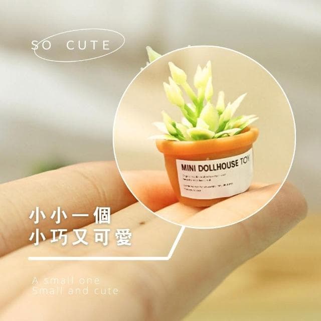 【盆肉】模型微縮迷你仿真盆栽-4件套(仿真植栽 造景擺飾多肉植物 可愛 小物 桌面擺設 微景觀 辦公室)