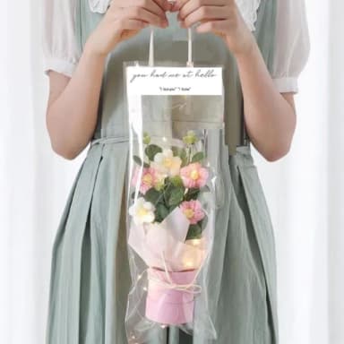 【A-ONE 匯旺】婚禮小物 畢業花束 針織花束 婚禮禮物 編織花束 針織花 編織花  編織花盆栽 編織花盆