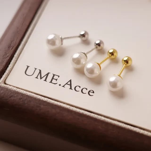 【UME.Acce】純銀小珍珠轉珠耳環(S925純銀 耳環 純銀 全純銀 純銀耳環 轉珠 轉珠耳環 珍珠 珍珠