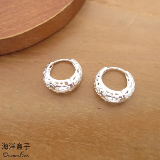 【海洋盒子】母親節禮物 可愛亮面洞洞針式易扣925純銀耳環(圈圈耳環)