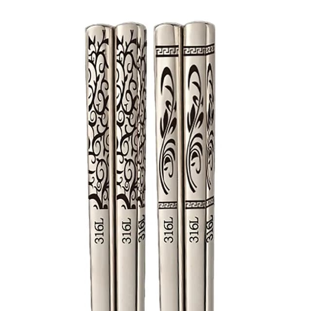 【蘆卷】古風316L不鏽鋼筷子-2入組(食品級 耐高溫 家用 鐵筷 防滑筷 環保筷 隔熱防燙 餐具 餐廳 露營)