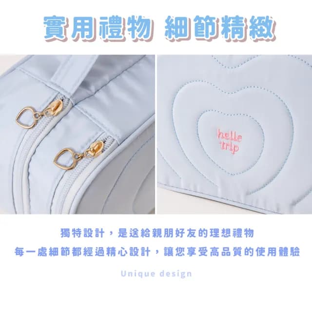 【旅行用品】ins韓系馬卡龍色愛心雙層大容量化妝包(盥洗包 洗漱包 手提包 保養品 收