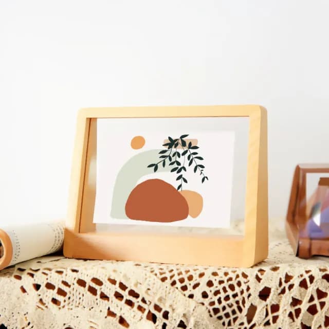 【質感家居】櫸木實木簡約透明相片框(桌立相框 照片夾 裝飾 相片框 相片牆 畫框 生日禮物)