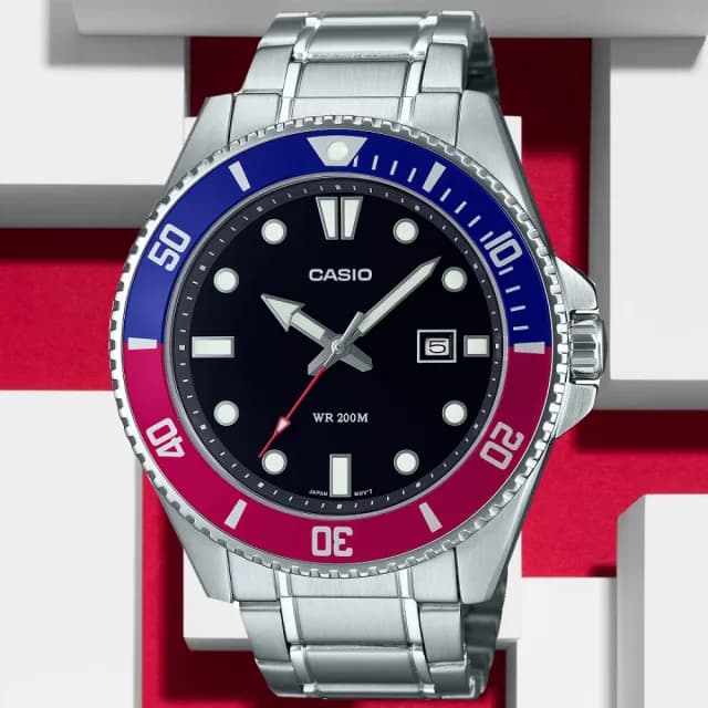 【CASIO 卡西歐】槍魚 可樂圈 黑水鬼 防水200米 運動腕錶 七夕 情人節 禮物 送禮 推薦(MDV-107D-1A3V)