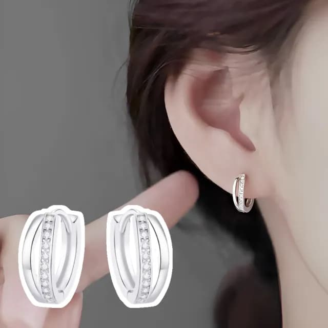 【質感單品】韓系個性簡約雙圈S925純銀耳環(耳飾 耳圈 耳釘 耳扣 耳墜 飾品 耳朵配件 造型 穿搭)