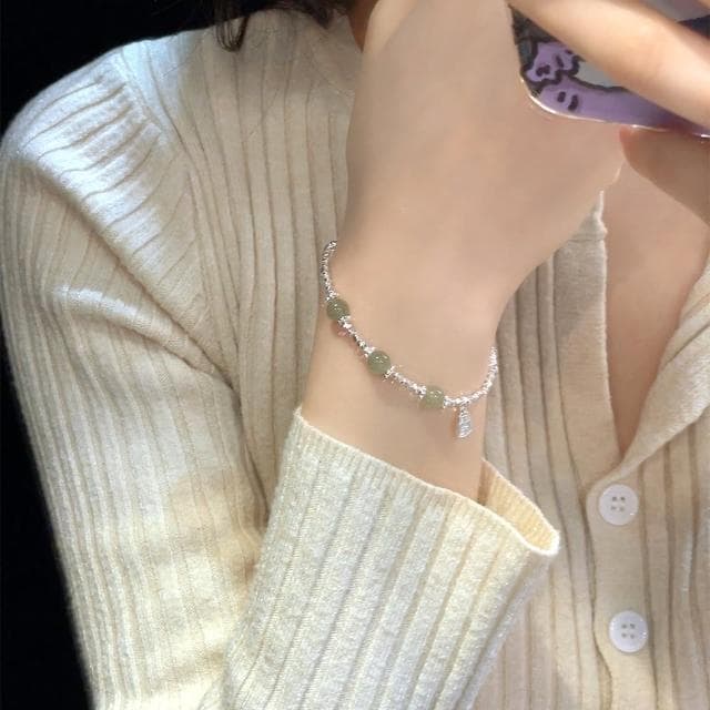 【LEESA】純銀手鍊\銀飾\納福\碎銀手鍊\女手鍊\本命年\細手鍊\精緻感\仿和田玉手鍊\手飾\送女生\生日禮物