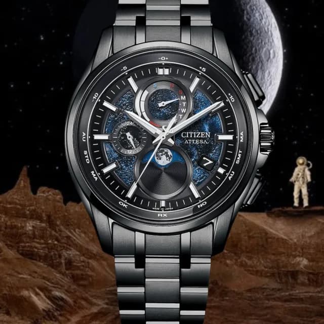 【CITIZEN 星辰】HAKUTO-R 限量 鈦金屬 月相光動能電波腕錶(BY1008-67L 父親節禮物)