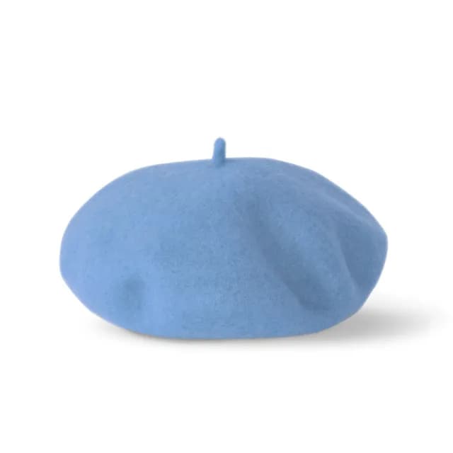 帽子 復古 貝雷帽 毛帽 軍帽 畫家帽 經典潮流 休閒 生日禮物 交換禮物 男生 女生 -晴空藍(帽子 貝雷帽)