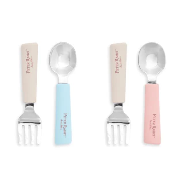 【奇哥】比得兔不鏽鋼湯叉餐具組(學習湯匙/學習叉/兒童餐具)