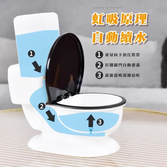 【搞笑禮物】馬桶造型帶蓋寵物飲水器(自動蓄水 防塵 乾淨衛生 活水機 貓咪 飲水機 狗碗 飲水碗 寵物碗)