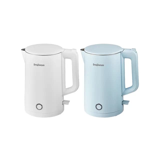 【CorelleBrands 康寧餐具】簡約時尚316不鏽鋼雙層防燙電熱水壺1.8L(兩色任選)