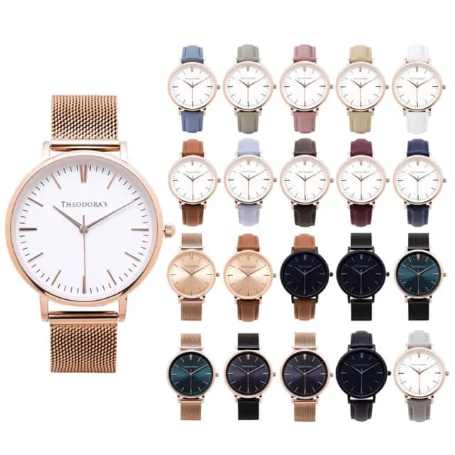 【THEODORA’S 希奧朵拉】小錶面｜Hera 簡約中性款金屬真皮手錶(小錶面 女錶 簡約手錶)