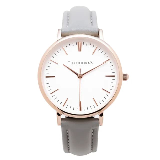 【THEODORA’S 希奧朵拉】小錶面｜Hera 簡約中性款金屬真皮手錶(小錶面 女錶 簡約手錶)