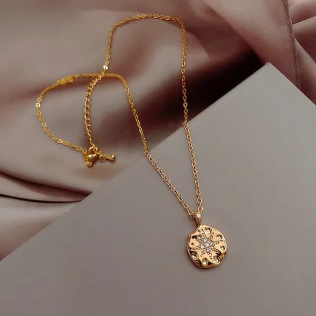 【MoonDy】情人節禮物 包包 18k金項鍊 簡約項鍊 芒星項鍊 星星項鍊 項鍊 鎖骨鏈 INS項鍊 金幣項鍊 生日禮物