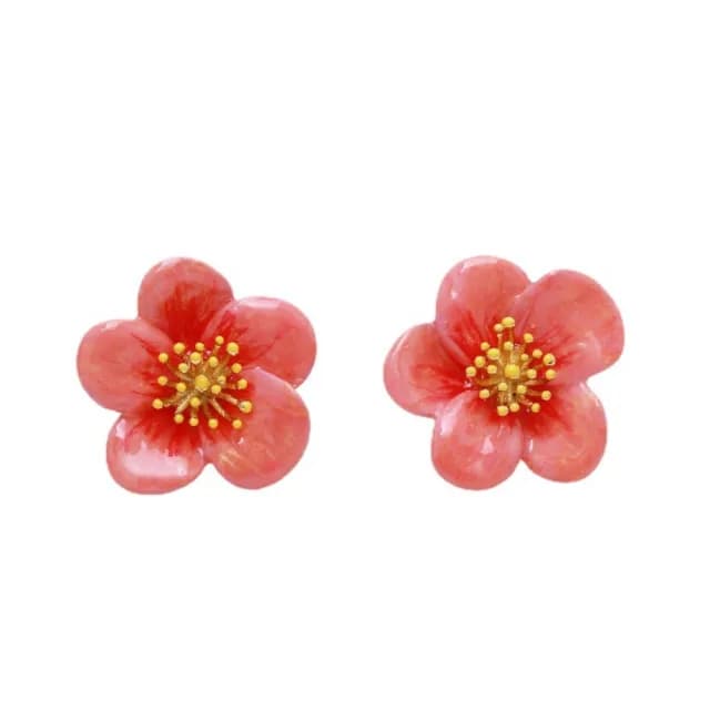 【巴黎精品】現貨+預購 耳環琺瑯耳飾(紅色臘梅彩釉桃花女飾品2款a1gf39)