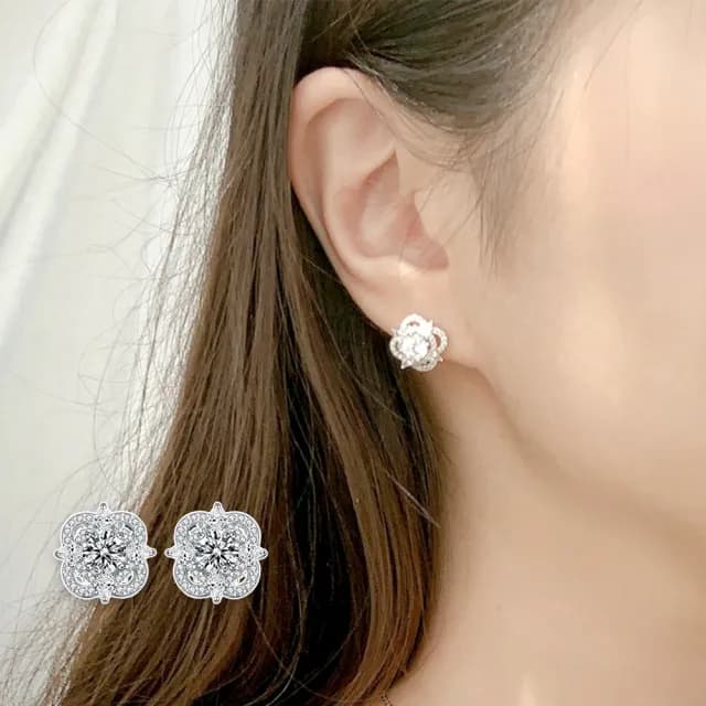 【LEEHER】生日禮物/新娘耳環/925耳環/耳針/日系耳環/寶石耳環/女生耳環/純銀耳環/鋯石耳
