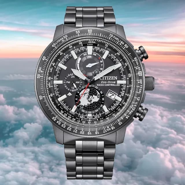 【CITIZEN 星辰】PROMASTER 光動能 航空計算尺 電波對時 男錶 父親節 送禮 推薦(BY3005-56G)