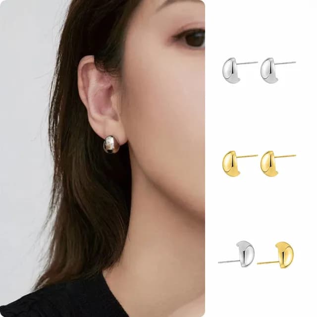 【KT DADA】情人節禮物 七夕 包包 999銀針 耳夾 新娘飾品 歐美飾品 小耳環 s999純銀 耳環 小豆耳釘 豆豆耳 
