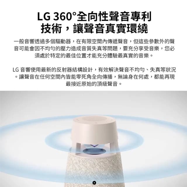 【LG 樂金】XBOOM 360度 全景聲藍牙音響 XO3QBE(典雅米)