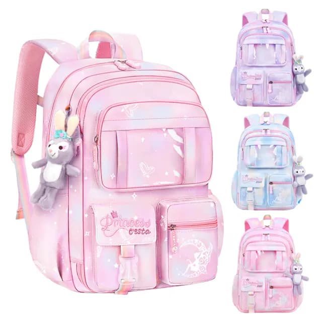 【Starshop】冰箱式側開書包 兒童減壓護脊輕量雙肩後背書包 學生書包 女童 1-6年級(國小 開學禮物)