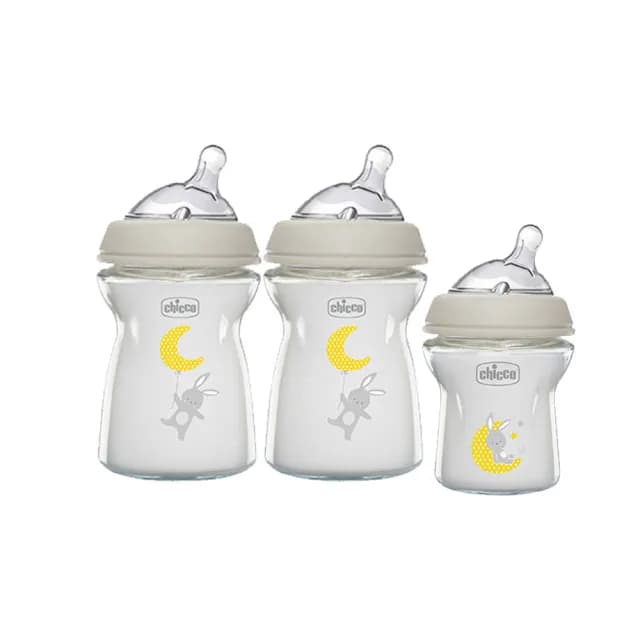 【Chicco 官方直營】天然母感兩倍防脹玻璃奶瓶250mlx2+150mlx1(2大1小超值組)