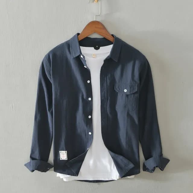 【巴黎精品】父親節禮物 襯衫長袖上衣(日系簡約免燙復古男裝3色a1et26)