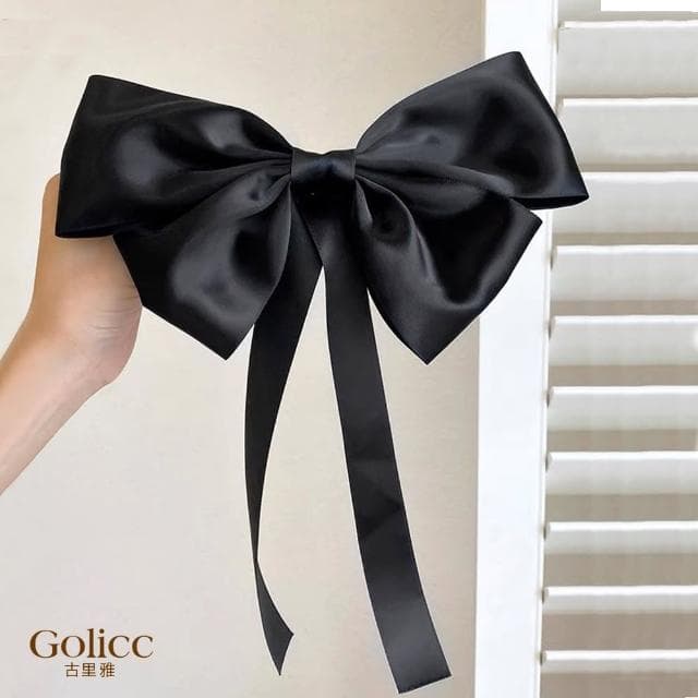 【Golicc】髮圈 明星同款 復古大蝴蝶結飄帶(母親節 生日 情人節 髮飾 頭飾 大腸圈 髮夾 禮物)