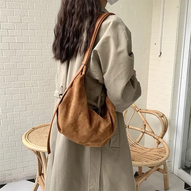【MoonDy】情人節禮物 單肩包 側背包 包包女 雲朵包 麂皮包包 大容量包包 韓國包包 日系包包 小