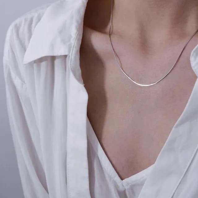 【LEEHER】細項鍊/疊戴項鍊/銀飾/飾品/經典項鍊/蛇骨鍊/韓國項鍊/女生生日禮物/送禮/純銀項鍊/