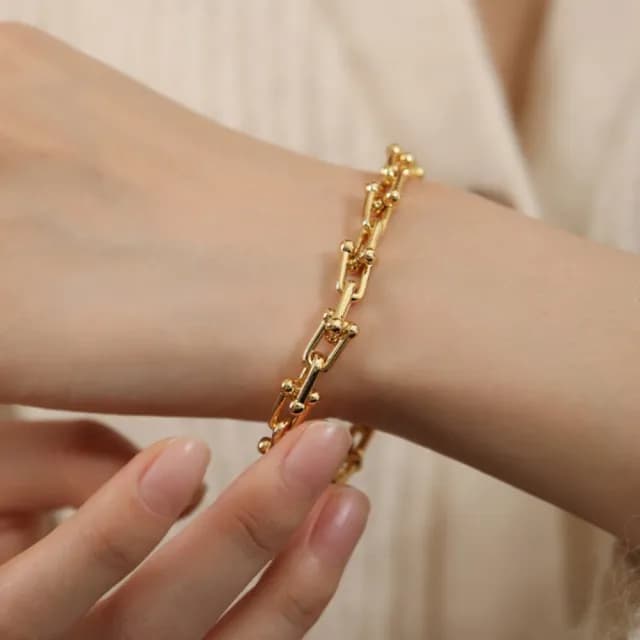 【LEEHER】雙11 馬蹄扣手鏈/U型鎖扣手鏈/銀手鍊/小眾設計/金手鍊/韓國手鍊/情人節禮物/鏈條項鍊