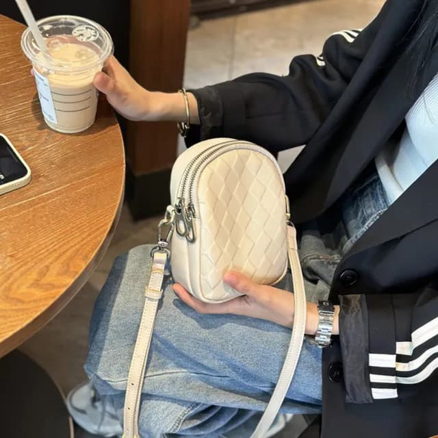 【MoonDy】情人節禮物 真皮包包  包包 包包女斜背包 小包包 便攜包 斜背包女小方包 可愛包包 白色包包 菱格