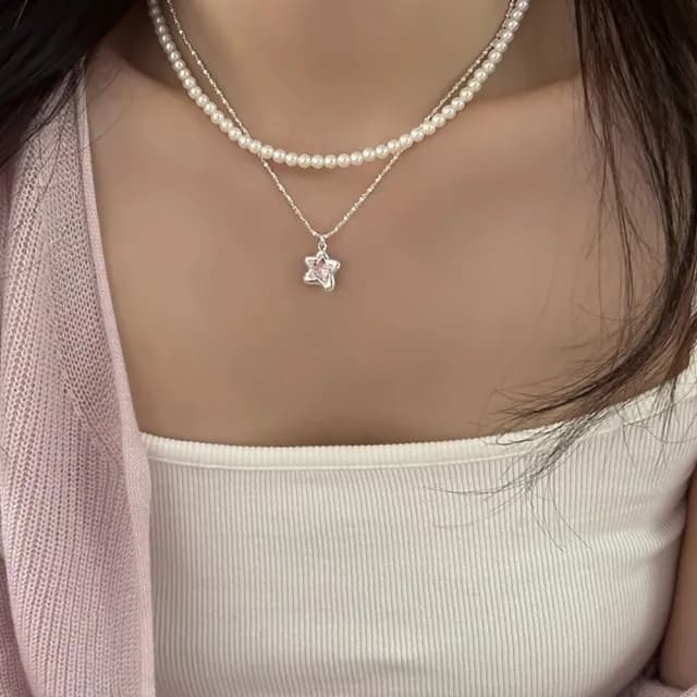 【LEEHER】女生/純銀項鍊/星星項鍊/生日禮物項鍊/ins項鍊/Y2K/鎖骨項鍊/不規則項鍊/情侶禮物/質
