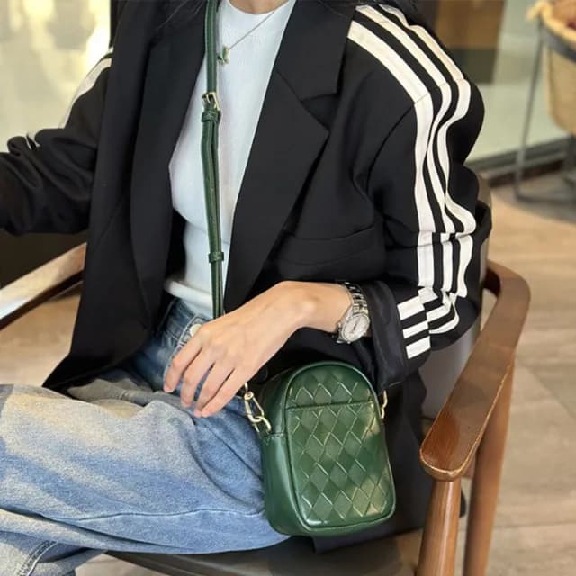 【LEEHER】情人節禮物 七夕 小包包  真皮包包 便攜包 包包女斜背包 斜背包女小方包 可愛包包 白色包包 菱格